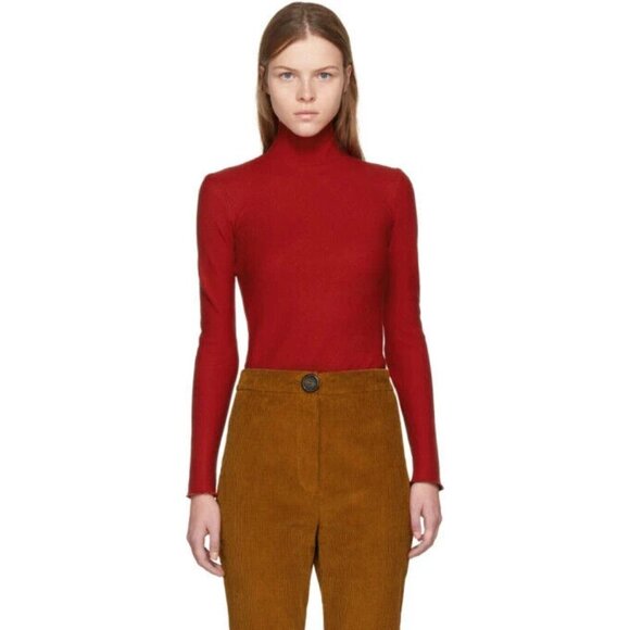 A.W.A.K.E. Sleek Octopus Turtleneck Size 36 US 4 Womens Red Awake $295 - Picture 1 of 14